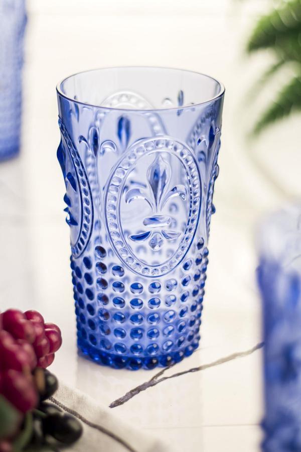 Akrilik Mavi Tekli Uzun Bardak & Su Meşrubat Bardağı 750 ml ( Büyük Boy & Cam Değildir ) - Image 1