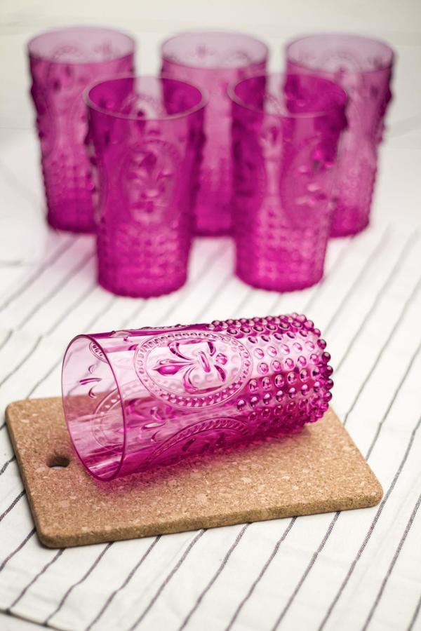 Akrilik Pembe 6'lı Uzun Bardak & Su Meşrubat Bardağı 750 ml ( Büyük Boy & Cam Değildir ) - Image 1
