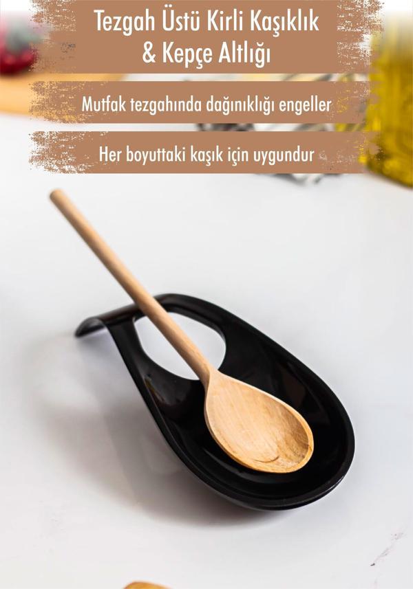 Akrilik Siyah Tezgah Üstü Kirli Kaşıklık & Kepçe Altlığı - Image 1