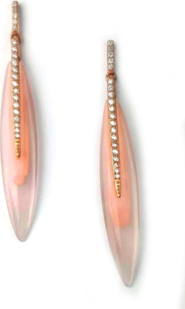 Pembe Kuvars Taşlı Gümüş Tasarım Küpe - Image 1