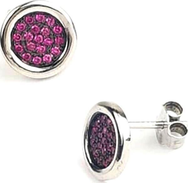 Pembe Zirkon Taşlı Gümüş Küpe - Image 1