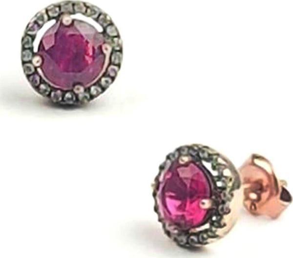 Pembe Zirkon Taşlı Gümüş Küpe - Image 1