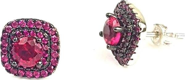 Pembe Zirkon Taşlı Gümüş Küpe - Image 1