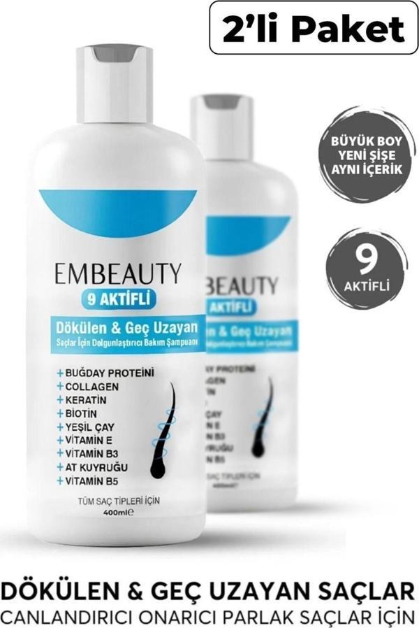 Embeauty Kolajen Ve Keratin Saç Dökülmesine Karşı Hızlı Sac Uzatan Dolgunlaştırıcı Besleyici Şampuan 2Li Set - Image 1