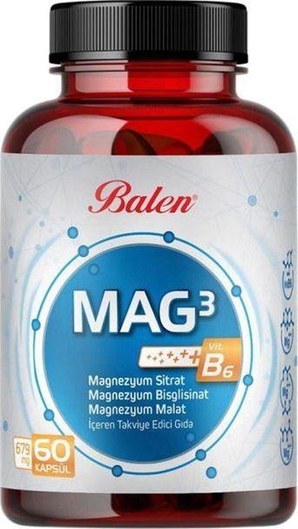 Balen Mag 3 Magnezyum Sitrat Bisglisinat Malat 679 Mg 60 Kapsül - Image 1