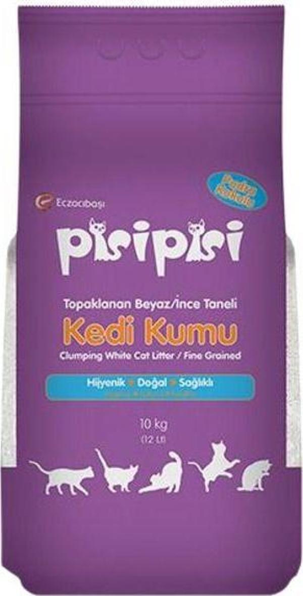 Pisipisi Eczacıbaşı İnce Taneli Bebek Pudralı Kokulu Doğal Kedi Kumu 10 Kg (12 Lt) - Image 1