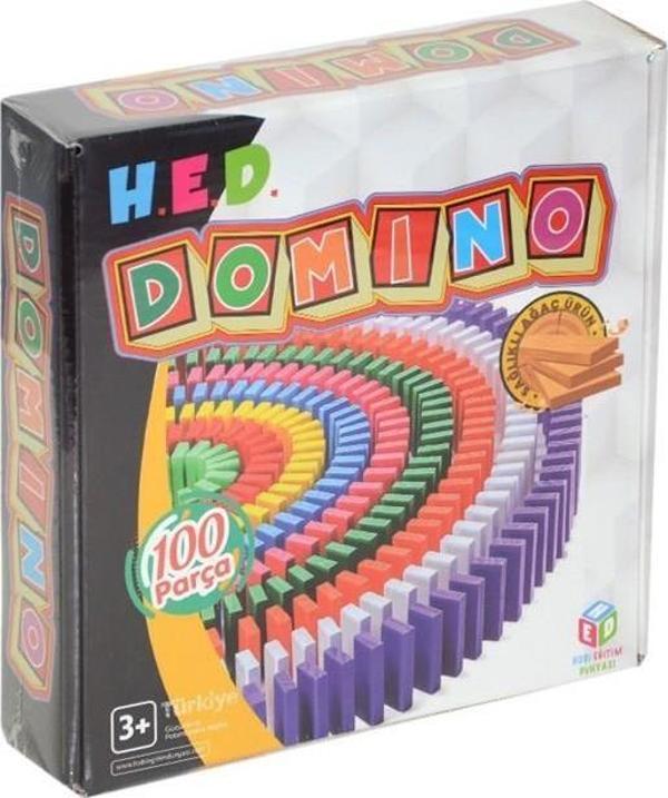 Hobi Eğitim Dünyası Renkli Ahşap DOMİNO 100 Parça HED 338 - Image 1
