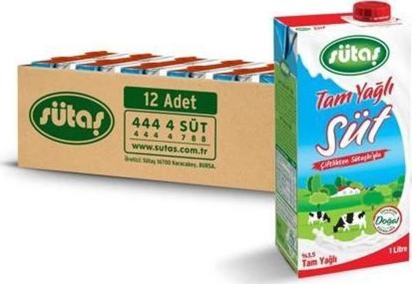 Sütaş Tam Yağlı Süt 1 L (12 adet) - Image 1