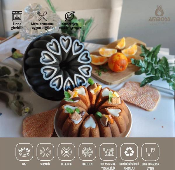 Amboss Ametist Döküm 26 Cm Kek Kalıbı Siyah Ame-7708 - Image 1