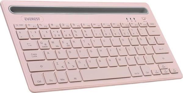 Everest KB-BT82 Pembe-Gri Bluetooth Ultra İnce+Şarjlı Q Mac-Win-Android-Ios Uyumlu Kablosuz klavye - Image 1