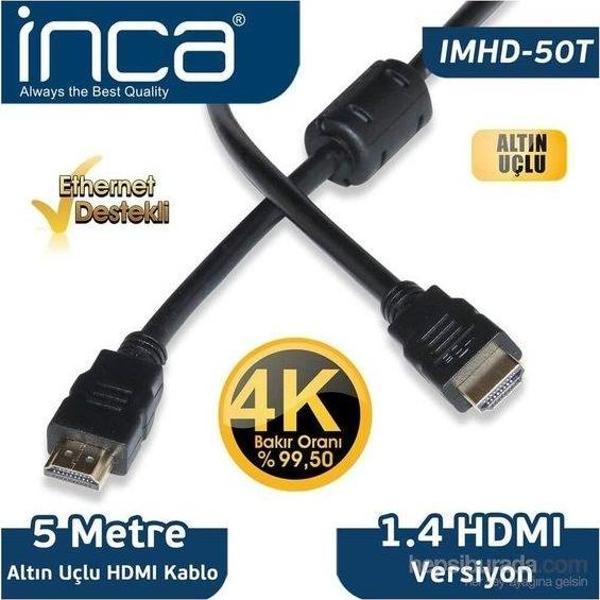 Inca 5 m 1.4 V 3D Altın Uçlu HDMI Poşetli Kablo - Image 1
