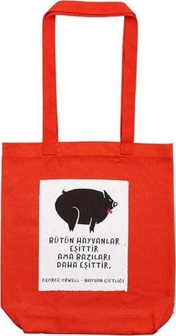 Can Dükkan George Orwell Hayvan Çiftliği Seri 2 Bez Çanta Kırmızı - Image 1