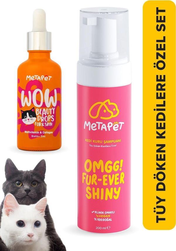 Kedi Tüy Dökülme Önleyici Set - Multivitamin Damla ve Kedi Kuru Şampuanı - Image 1