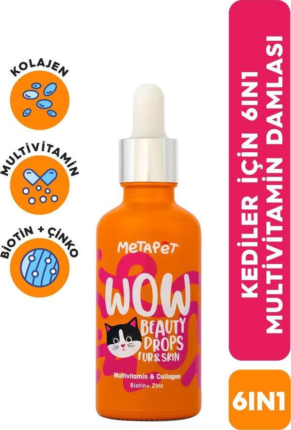 Kediler için 6in1 MultiVitamin Damlası, Tüy Eklem Glukozamin Deri Sağlığı Destekleyici, Su/ Mamasına - Image 1