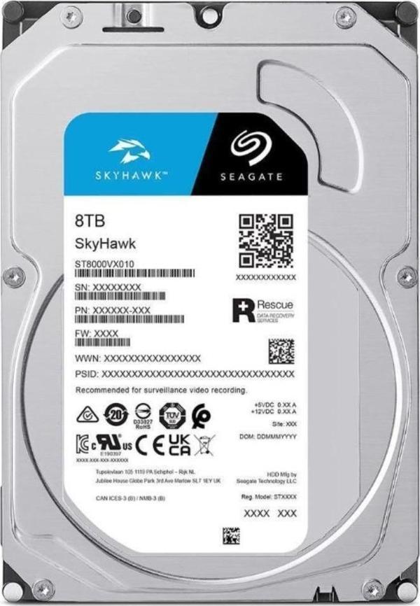 HDD 8TB SEAGATE GÜVENLİK DİSKİ SATA 3.5" SKYHAWK ST8000VX009 - Image 1