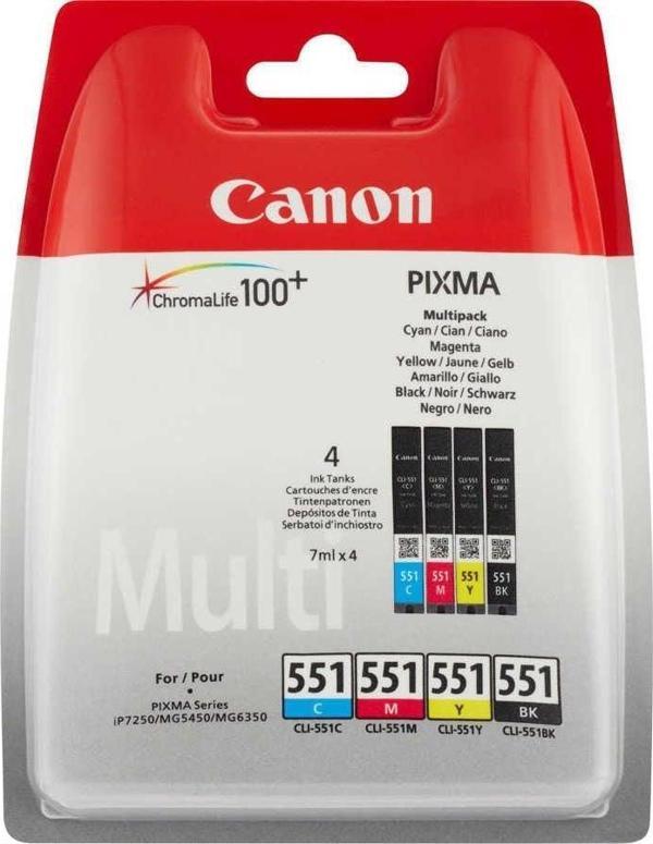 Canon CLI-551CMYBK 4 Renkli Orijinal Mürekkep Kartuş 6509B009 - Image 1