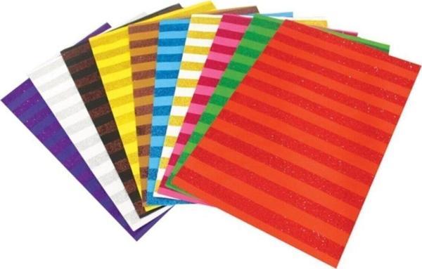 Lino Desenli Kağıt Simli Çizgi Desenli 10 Renk 20x30 CM - Image 1