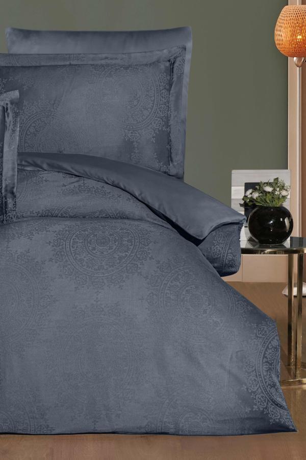 Varol Laura Home Tencel Jakar Nevresim Takımı Çift Kişilik - Nothingham Antrasit - Image 1