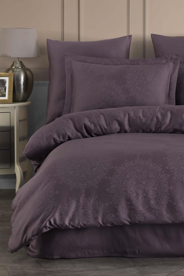 Varol Laura Home Tencel Jakar Nevresim Takımı Çift Kişilik - Nothingham Mürdüm - Image 1