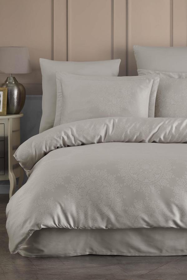 Varol Laura Home Tencel Jakar Nevresim Takımı Çift Kişilik - Nothingham Taş - Image 1