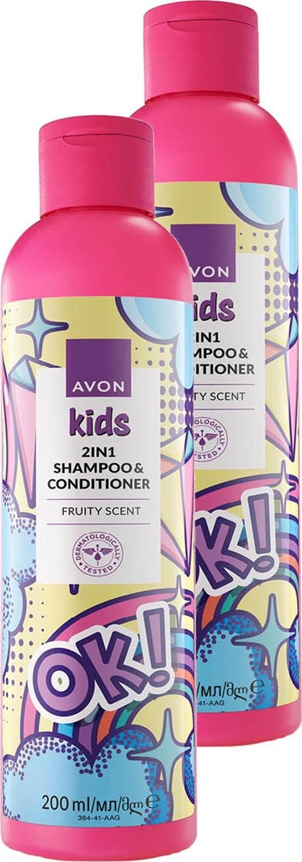 Kids OK 2 si 1 Arada Meyve Kokulu Şampuan ve Saç Kremi 200 Ml. İkili Set - Image 1