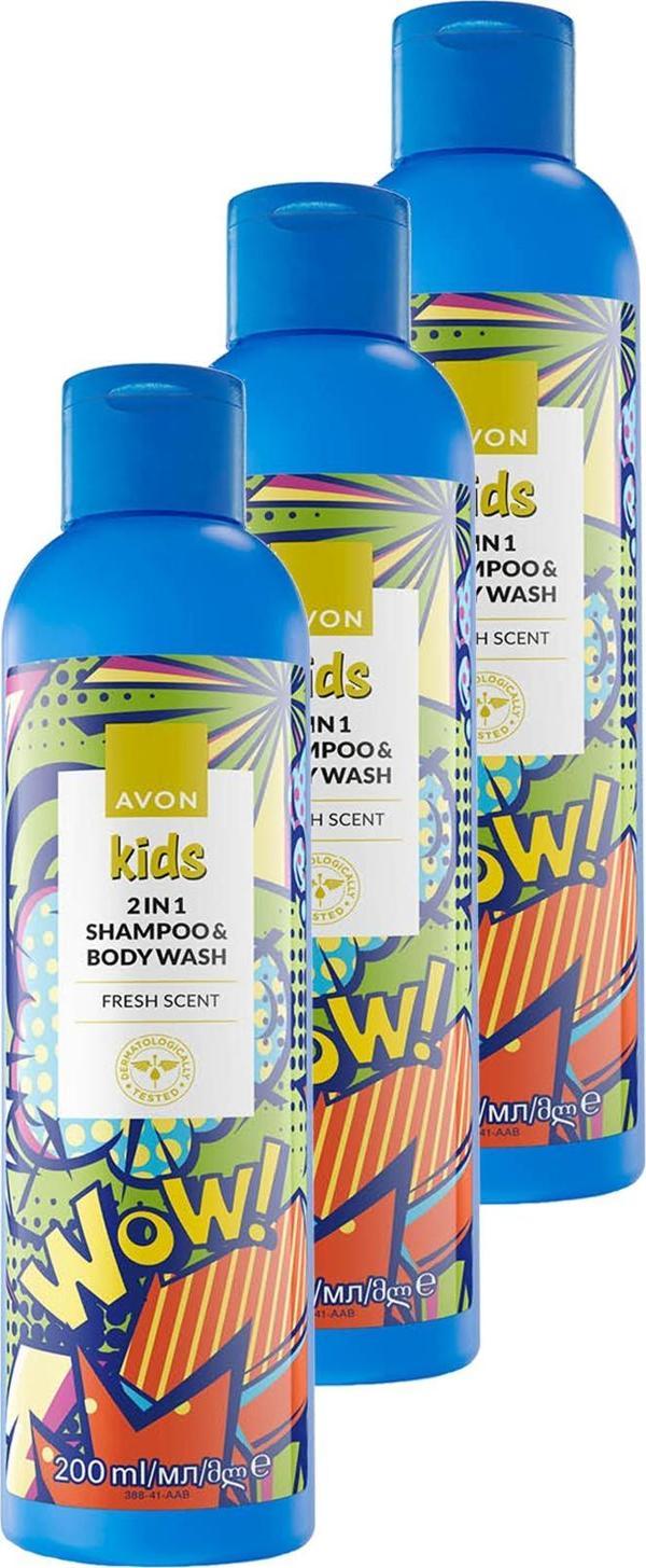 Kids Wow 2 si 1 Arada Saç ve Vücut Çocuk Şampuanı 200 Ml. Üçlü Set - Image 1