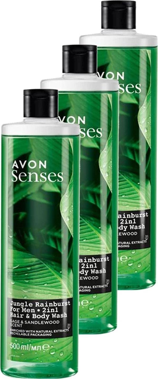 Senses Adaçayı ve Sandal Ağacı Kokulu Erkek Saç ve Vücut Şampuanı 500 Ml. Üçlü Set - Image 1