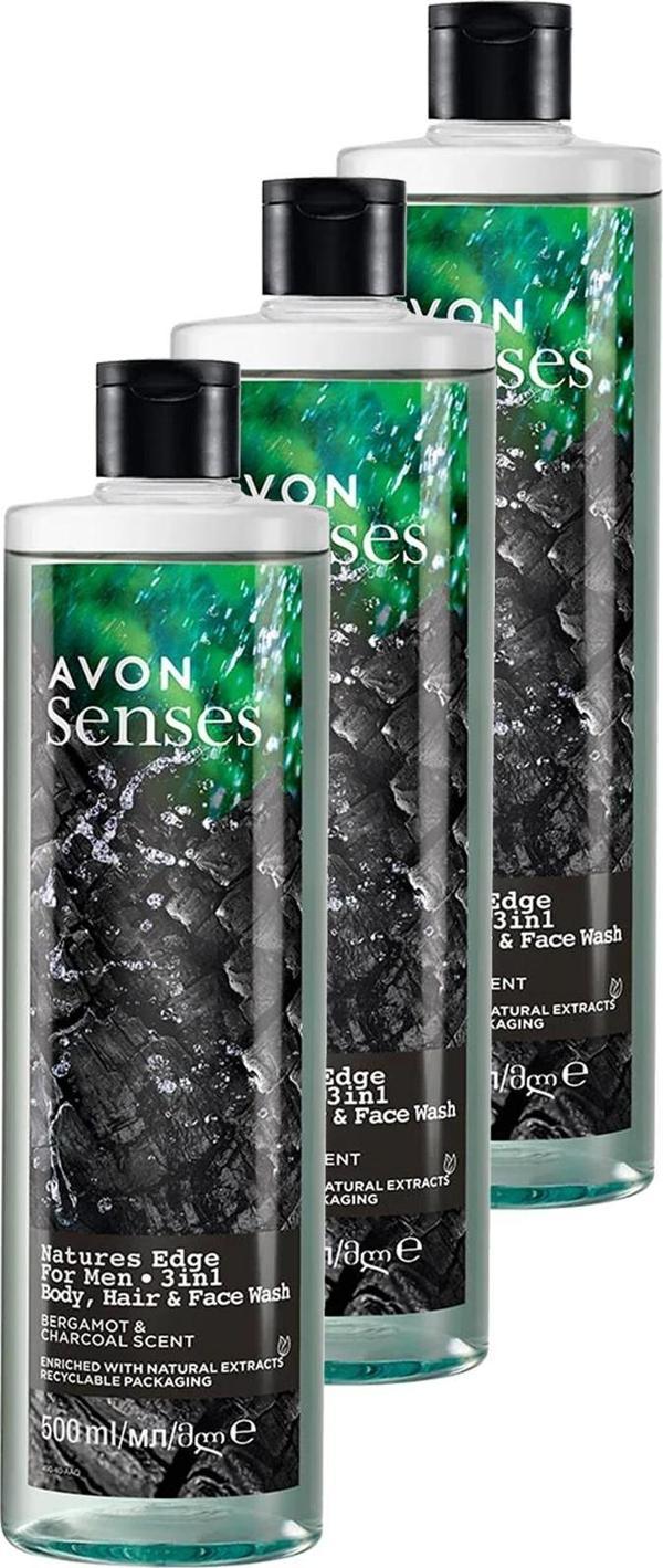 Senses Natures Edge Erkekler için Saç Vücut ve Yüz Yıkama 500 Ml. Üçlü Set - Image 1
