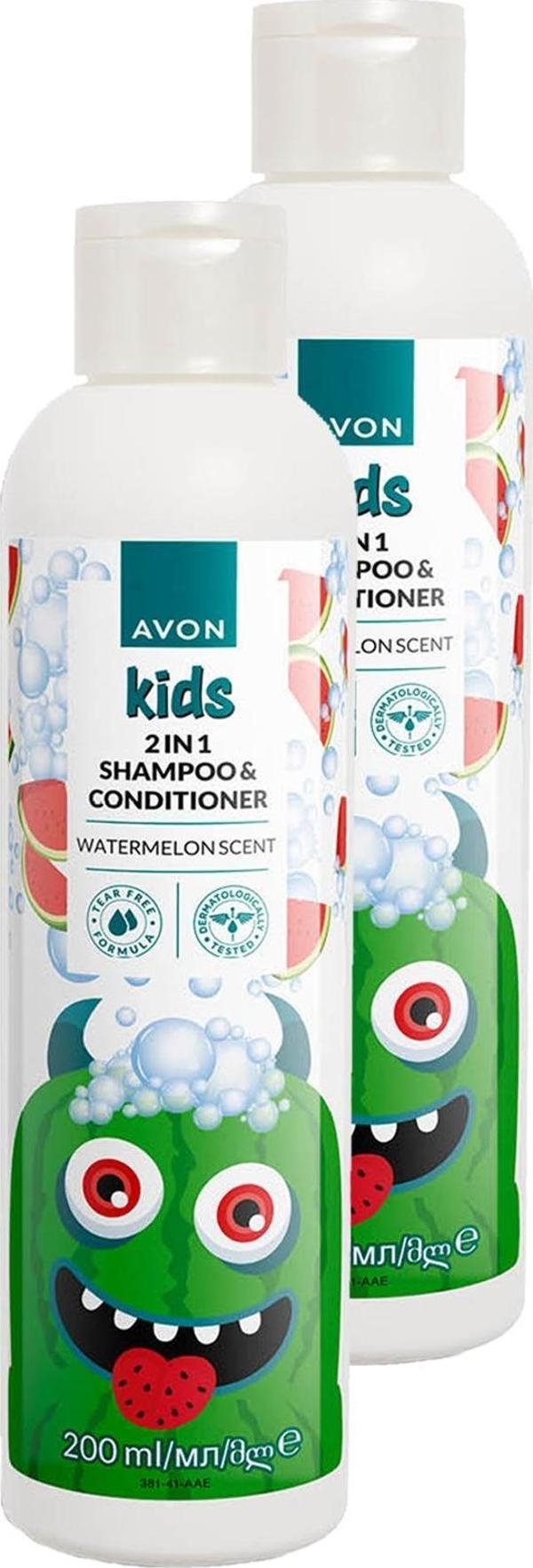 Kids 2 si 1 Arada Karpuz Kokulu Çocuk Saç Kremi ve Şampuanı 200 Ml. İkili Set - Image 1