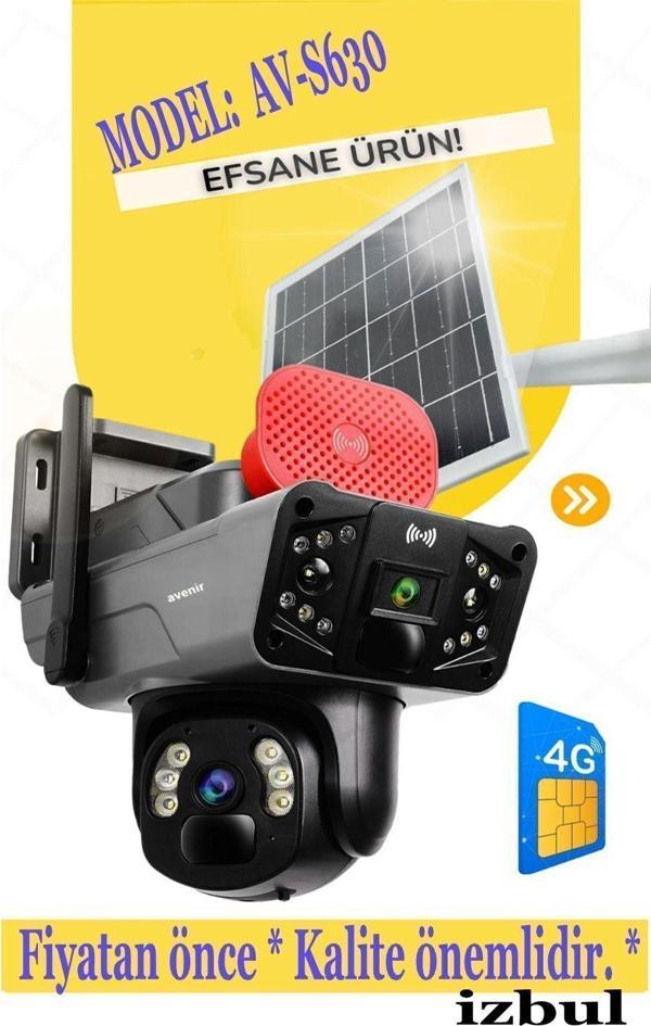 Avenir Av-S630 3Mp 3Mp= 6Mp Ve 2 Kameralı ,Solar ,360 Derece , Güçlü Batarya, Kaliteli Gsm Modül - Image 1