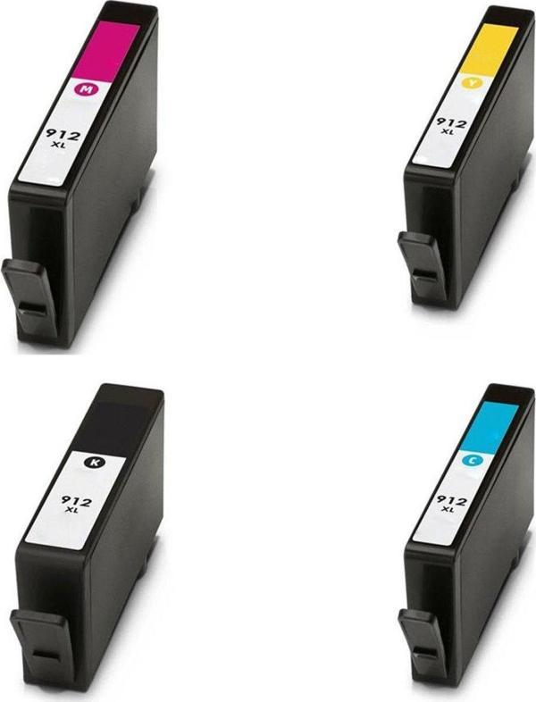 BK 4 RENK 1 SET Hp 912XL UYUMLU KARTUŞ - Officejet Pro 8012, 8014, 8015, 8022, 8023, 8024, 8025 - Image 1