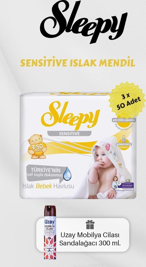 150 Adet Sensitive Islak Mendil, Mobilya Cilası Hediyeli - Image 1