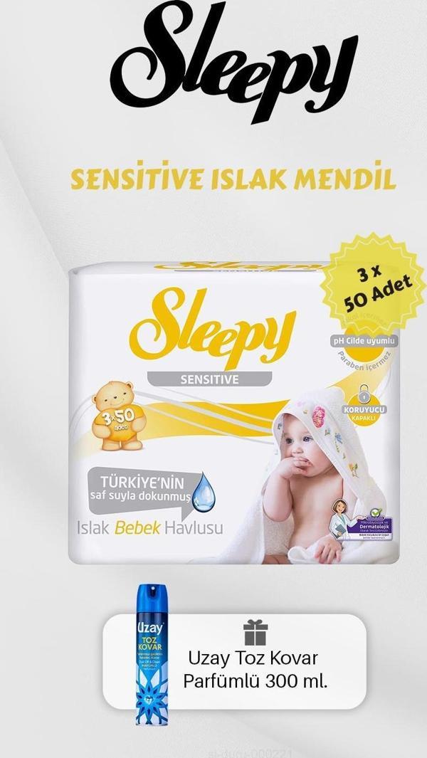 150 Adet Sensitive Islak Mendil, Toz Kovar Hediyeli - Image 1