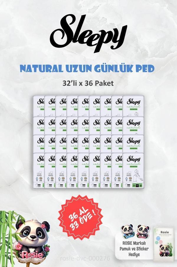 36 AL 33 ÖDE Sleepy Natural Ultra Hassas Günlük Ped Uzun 32 Adet ve ROSIE - Image 1