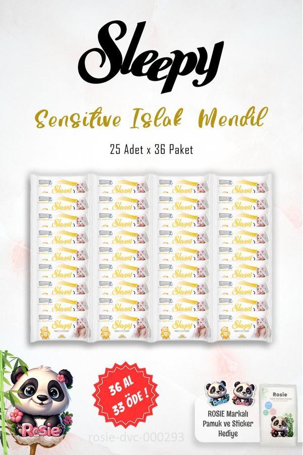 36 AL 33 ÖDE Sleepy Sensitive Islak Mendil 25'li ve 60'lı ROSIE - Image 1