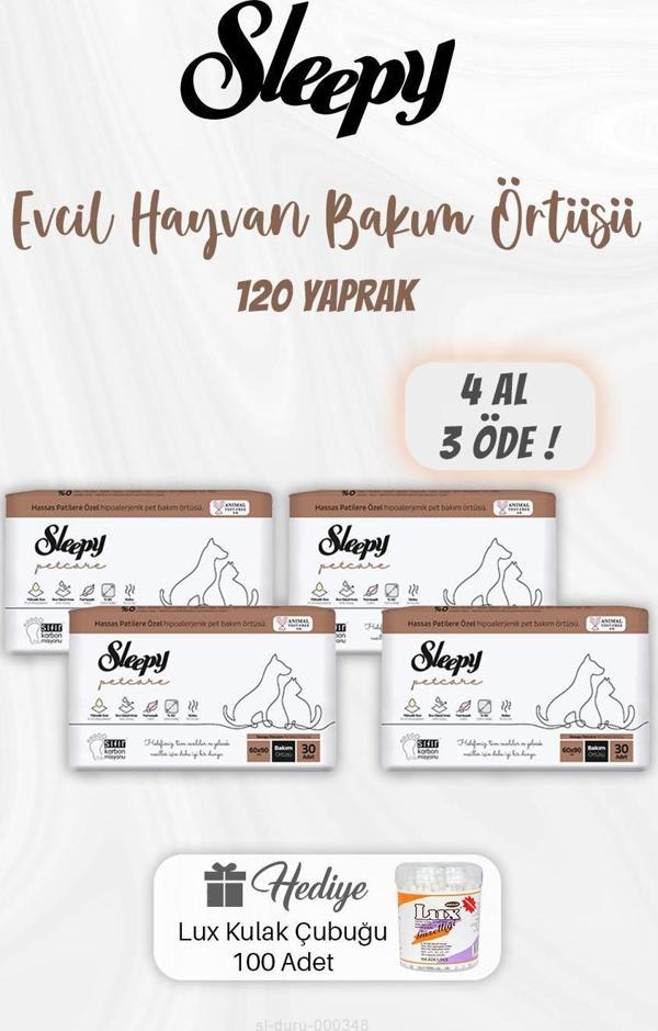 4 AL 3 ÖDE Evcil Hayvan Bakım Örtüsü 120 Yaprak, Kulak Çubuğu Hediyeli - Image 1