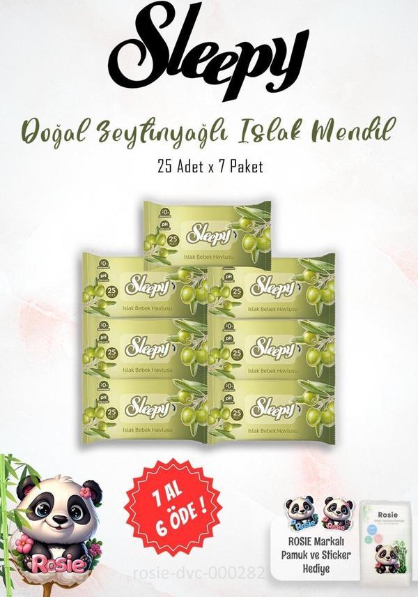 7 AL 6 ÖDE Sleepy Doğal Zeytinyağlı Islak Mendil 25'li ve ROSIE - Image 1