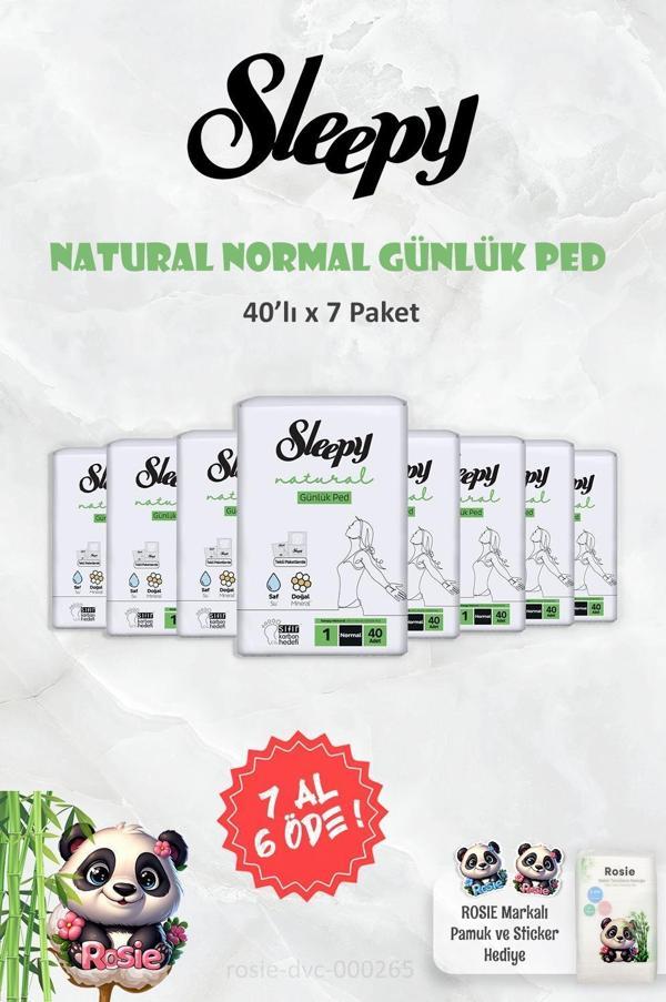 7 AL 6 ÖDE Sleepy Natural Ultra Hassas Günlük Ped Normal 40 Adet ve ROSIE - Image 1