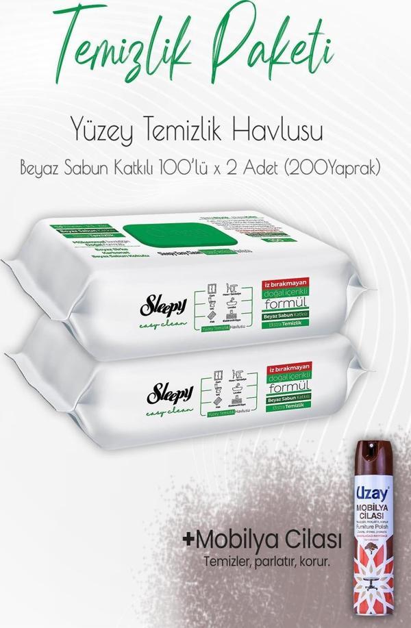 Düvenci Temizlik Paketi 10 (Beyaz Sabun Temizlik Havlusu 200 Yaprak ve Mobilya Cilası) - Image 1