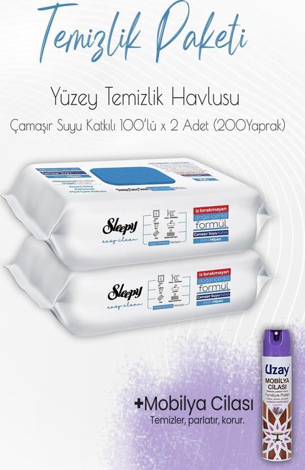 Düvenci Temizlik Paketi 5 (Çamaşır Suyu Temizlik Havlusu 200 yaprak ve Mobilya Cilası) - Image 1