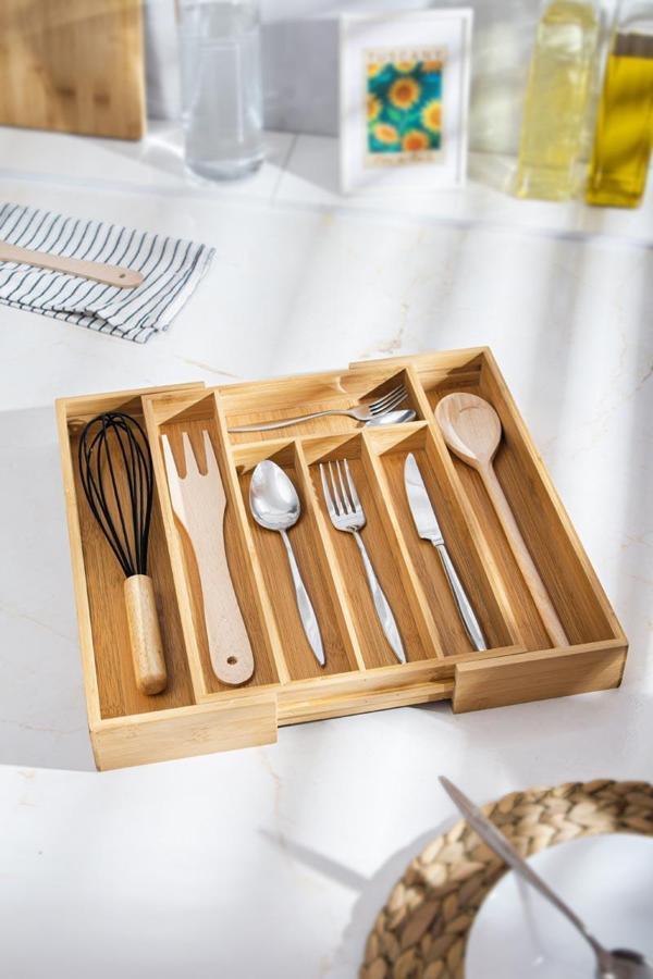 Bambu Ayarlanabilir Çekmece içi Kaşıklık & Çekmece İçi Organizer  (25*35*5 / 39*35*5) - Image 1