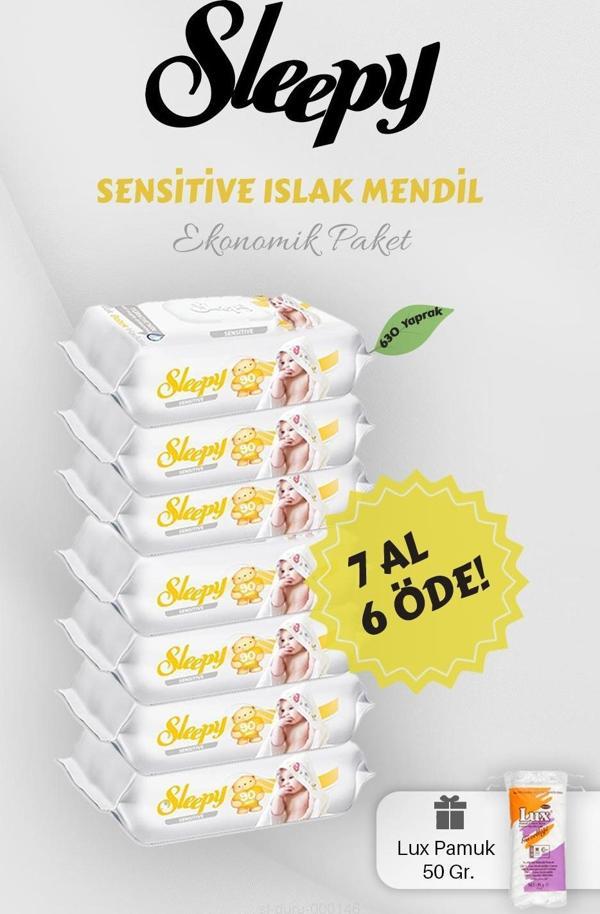 Sensitive 90' lı Islak Mendil 7 AL 6 Öde Hediyeli - Image 1