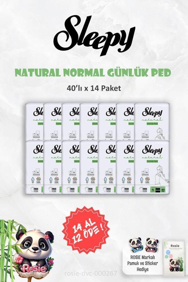 Sleepy 14 AL 12 ÖDE Natural Ultra Hassas Günlük Ped Normal 40 Adet ve ROSIE - Image 1