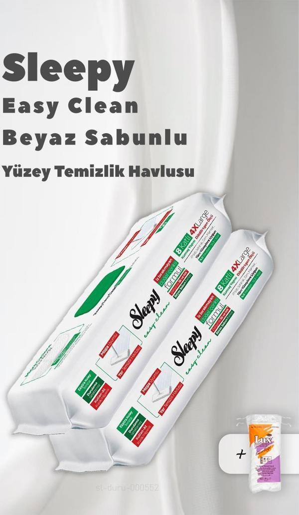 Sleepy 4 XL Mopa Uyumlu Beyaz Sabunlu Havlu 2 Paket ve Pamuk - Image 1