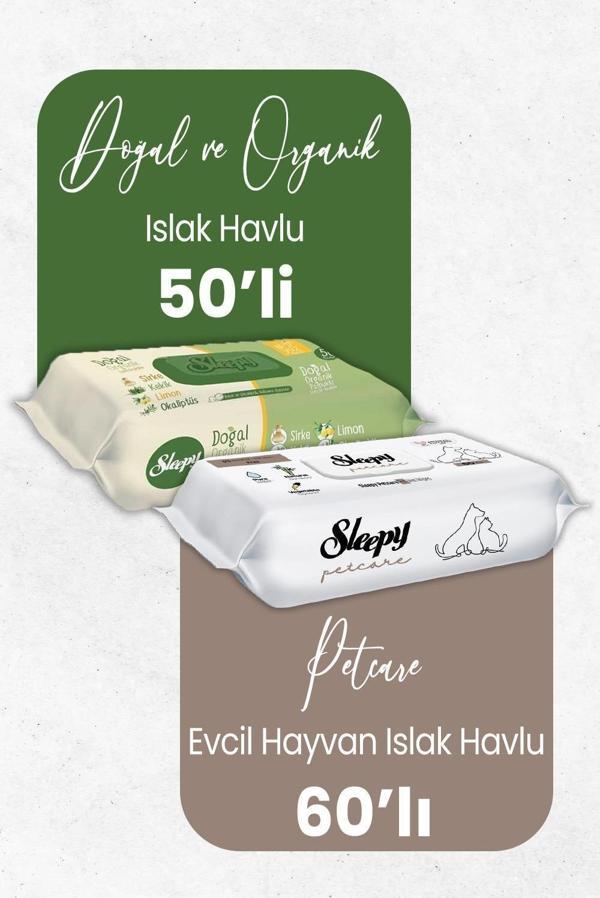Sleepy Doğal Organik Islak Mendil 50'li ve Evcil Hayvan Islak Havlu 60'lı - Image 1