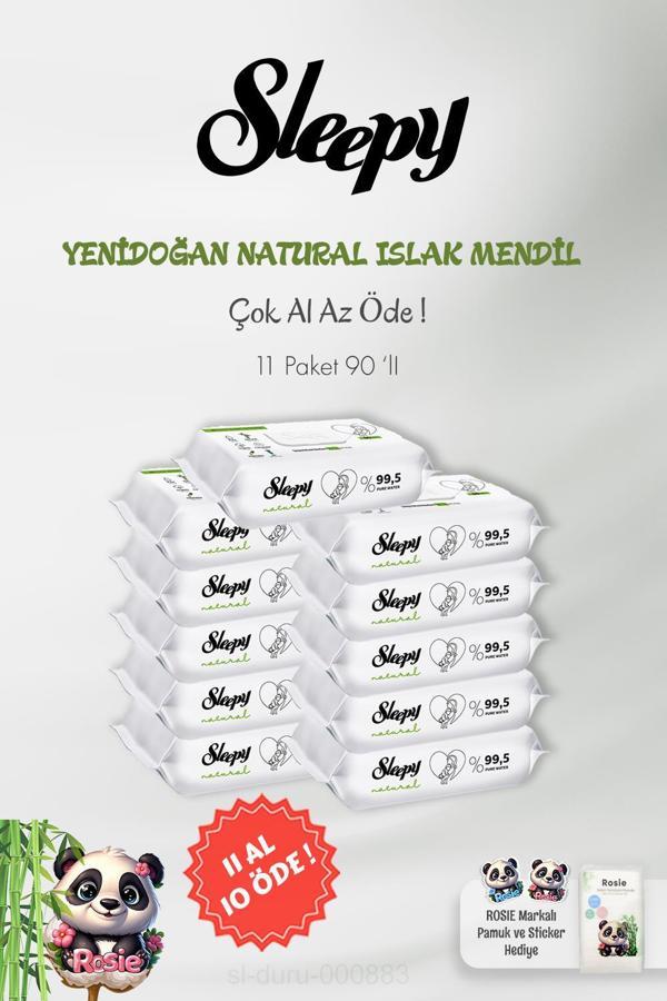 Sleepy Natural Yenidoğan Islak Mendili 90 Adet 11 AL 10 ÖDE ve 60'lı ROSIE - Image 1