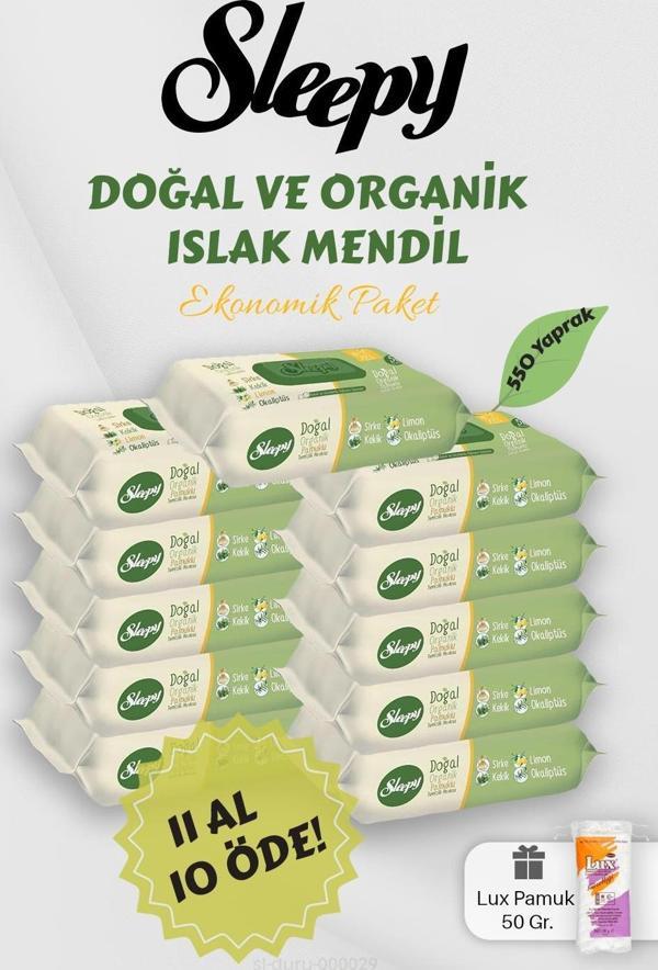 Sleepy Organik Islak Mendil 11 AL 10 Öde Hediyeli - Image 1