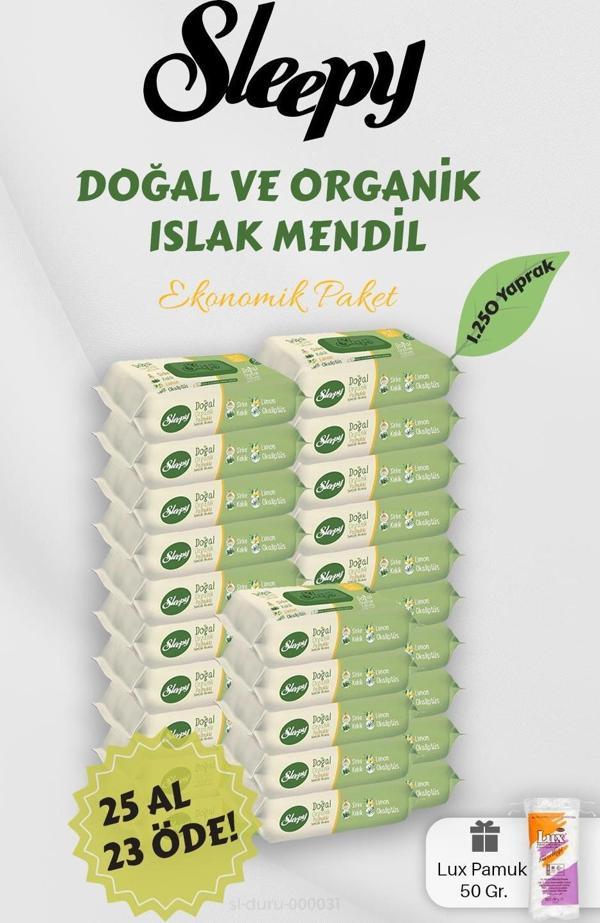 Sleepy Organik Islak Mendil 25 AL 23 Öde Hediyeli - Image 1