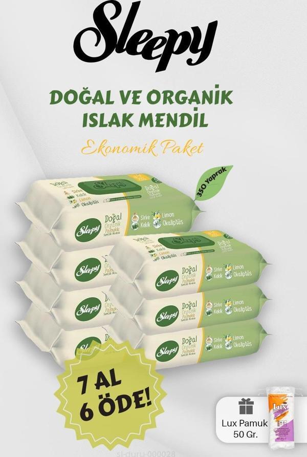 Sleepy Organik Islak Mendil 7 AL 6 Öde Hediyeli - Image 1