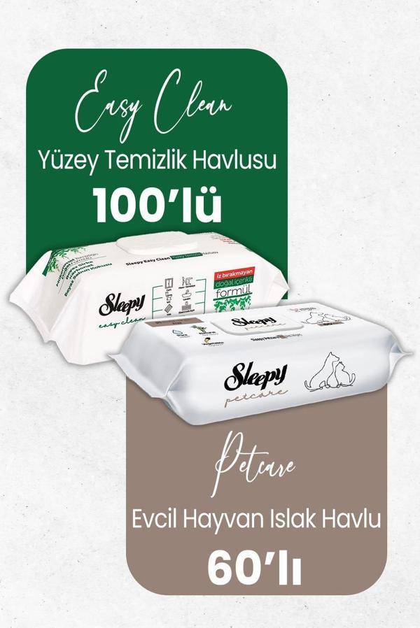 Sleepy Temizlik Havlusu 100' lü ve Evcil Hayvan Islak Havlusu 60' lı - Image 1